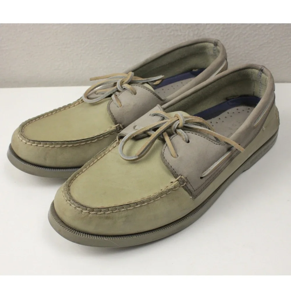Sperry Top-Sider Authentic Original Taupe Nubuck Boat Shoes Men's Size 10M